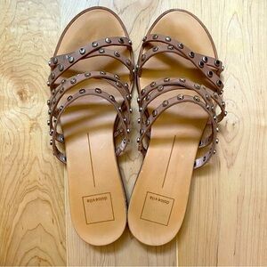 Dolce Vita Brown Studded Strappy Slide Sandals